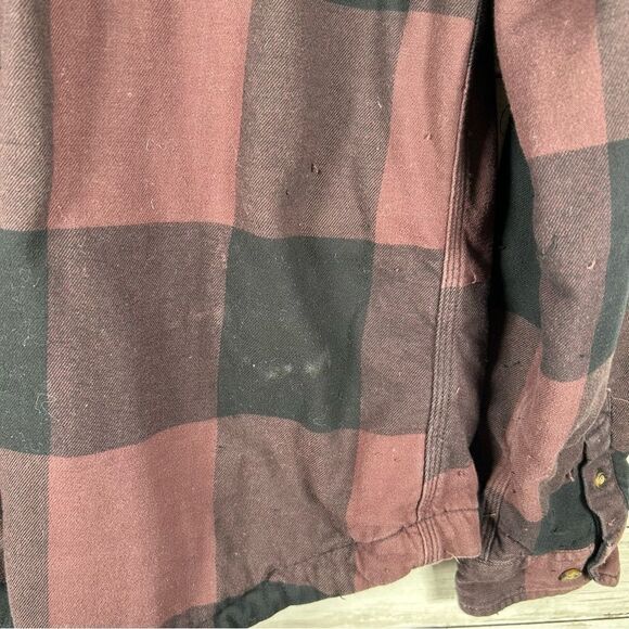 Carhartt Grunge Rugged Flex Fleece Lined Flannel Shirt Purple Plaid M (8/10) - Picture 11 of 15